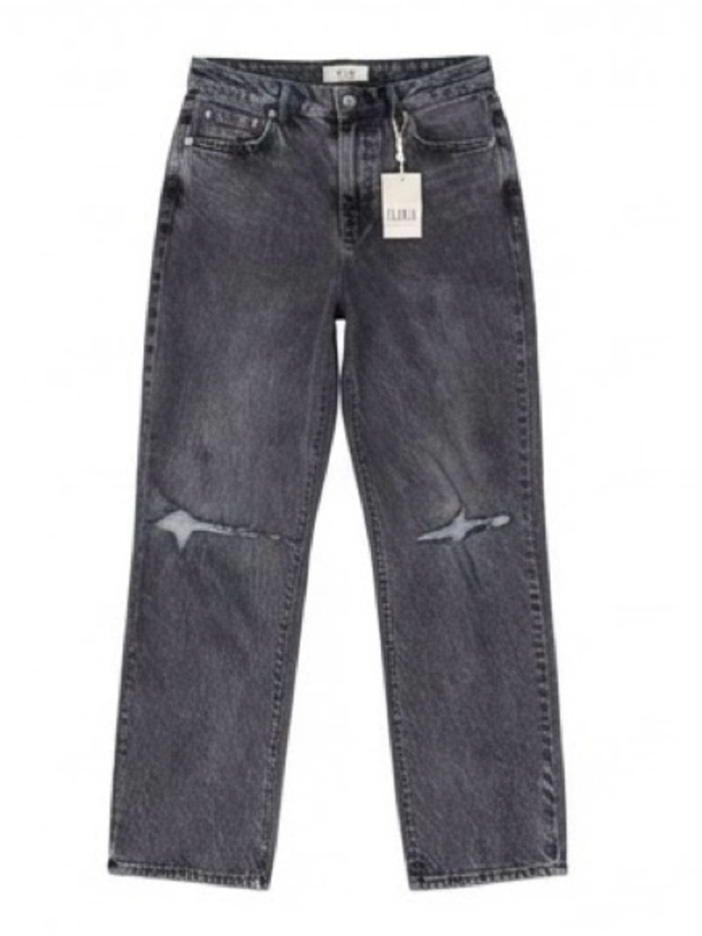 a.n.a A New Approach Charcoal Grey Distressed Straight Leg High Rise Jeans (Sz4)